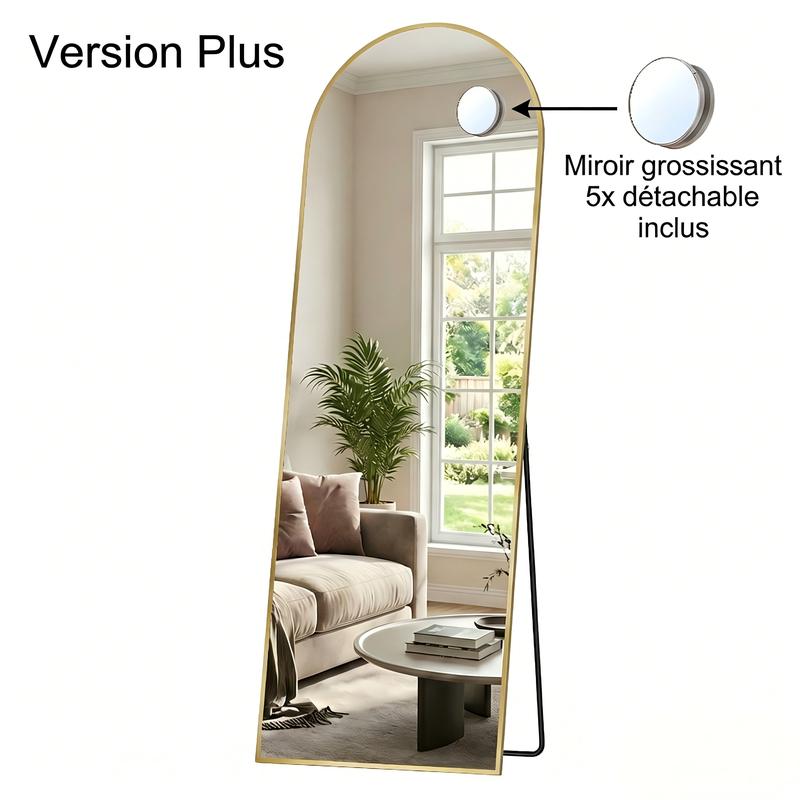 SONGMICS HOME Miroir Intégral – Choix de Tailles et Couleurs, Formes Arche et Rectangulaire (Loupe Incluse sur Certains Modèles), Cadre en Alliage d'Aluminium & Verre Trempé, Idéal pour Chambre, Salon, Dressing — vignette 9