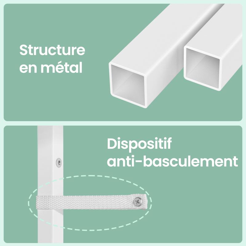 SONGMICS Table de Chevet avec Éclairage LED et Multiprise, 2 Tiroirs et 1 Compartiment Ouvert, Blanc — vignette 5