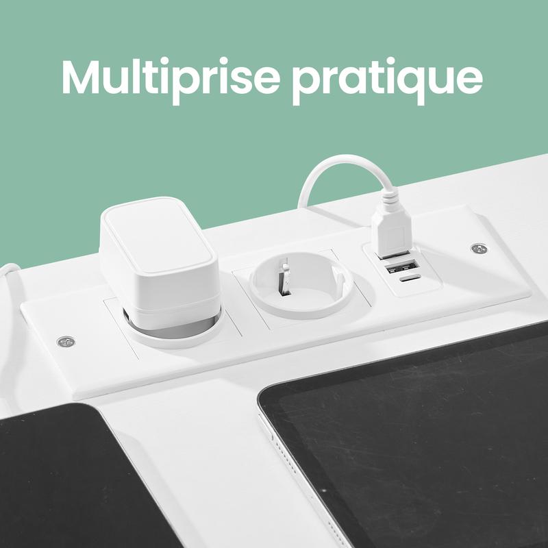 SONGMICS Table de Chevet avec Éclairage LED et Multiprise, 2 Tiroirs et 1 Compartiment Ouvert, Blanc — vignette 6