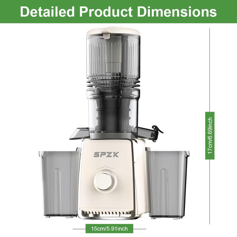 SPZK extracteur de jus à presse froide avec grande ouverture d’alimentation de 5,3 inch, extracteur lent, 300 W, extracteur lent professionnel pour légumes et fruits entiers, facile à nettoyer pour extraction en lot — vignette 9