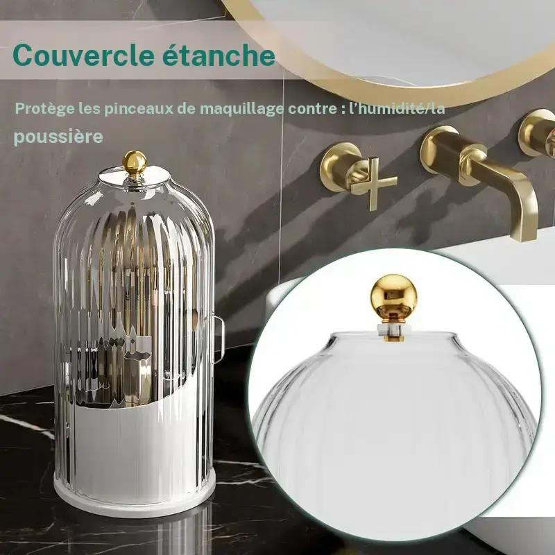 Support rotatif pour brosse à dents électrique pour la salle de bain avec couvercle, porte-dentifrice anti-poussière, boîte de rangement pour meuble de salle de bain, cadeau créatif pour la fête des Pères — vignette 5
