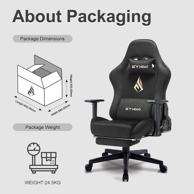 SYMINO Chaise de Gaming Respirante avec Repose Pieds, Ajustable et Rotatif — vignette 5