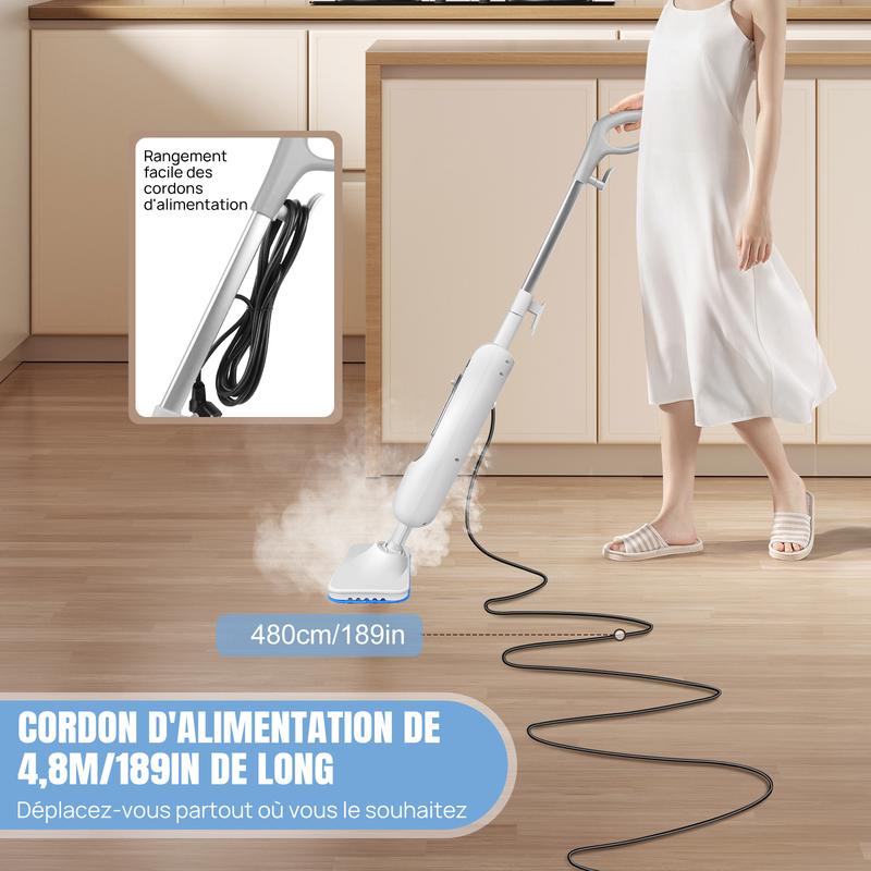 Système Multifonction Serpillière Vapeur et Nettoyeur Vapeur Main pour Sols, Moquettes, Fenêtres, Rembourrage, Cuisines & Salles de Bain — vignette 4