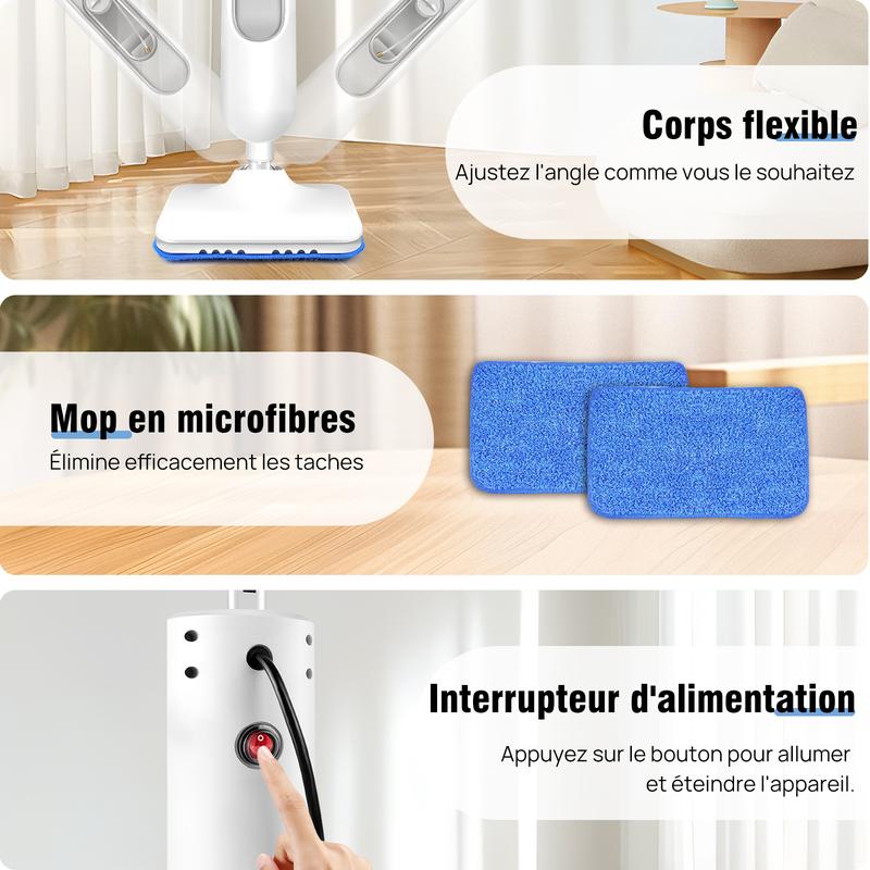 Système Multifonction Serpillière Vapeur et Nettoyeur Vapeur Main pour Sols, Moquettes, Fenêtres, Rembourrage, Cuisines & Salles de Bain — vignette 9