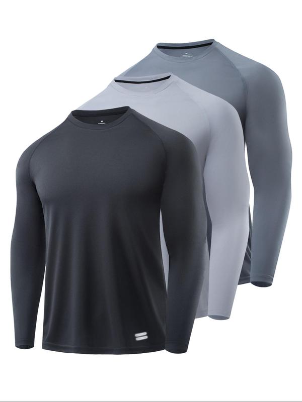 T-shirt de sport à manches longues, lot de 3/4/5 pièces, respirant, évacuant l’humidité et séchage rapide, haut d’entraînement décontracté élastique, idéal pour la salle de sport et la course à pied — vignette 2