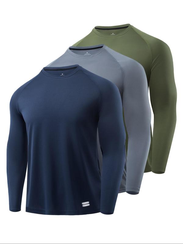 T-shirt de sport à manches longues, lot de 3/4/5 pièces, respirant, évacuant l’humidité et séchage rapide, haut d’entraînement décontracté élastique, idéal pour la salle de sport et la course à pied — vignette 3