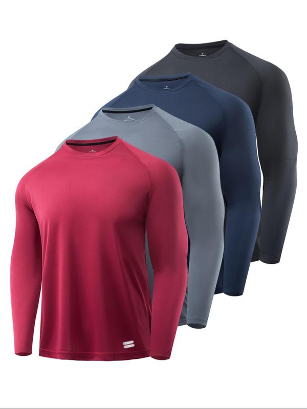 T-shirt de sport à manches longues, lot de 3/4/5 pièces, respirant, évacuant l’humidité et séchage rapide, haut d’entraînement décontracté élastique, idéal pour la salle de sport et la course à pied — vignette 4