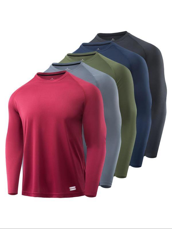 T-shirt de sport à manches longues, lot de 3/4/5 pièces, respirant, évacuant l’humidité et séchage rapide, haut d’entraînement décontracté élastique, idéal pour la salle de sport et la course à pied — vignette 6