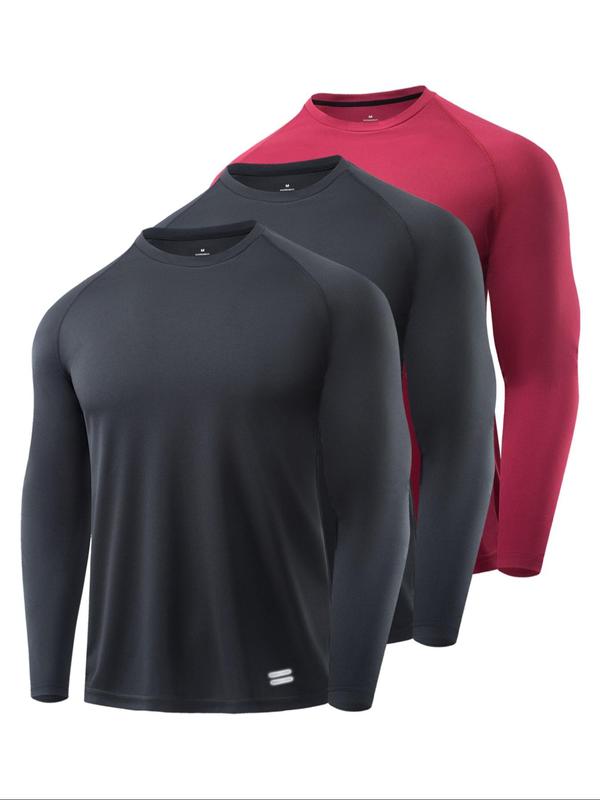 T-shirt de sport à manches longues, lot de 3/4/5 pièces, respirant, évacuant l’humidité et séchage rapide, haut d’entraînement décontracté élastique, idéal pour la salle de sport et la course à pied — vignette 8