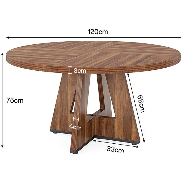 Table à manger ronde de 47 inch, couleur noyer rustique, étanche et anti rayures, facile à nettoyer, assemblage requis, matériau Durable — vignette 2