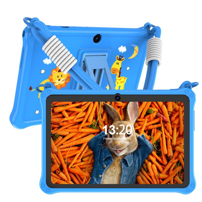 Tablette éducative élégante de 7 pouces pour enfants Système Android 13 4 Go de RAM (2 Go + 2 Go extensible) 32 Go de stockage Double caméra avant et arrière Étui de protection en silicone inclus — vignette 2