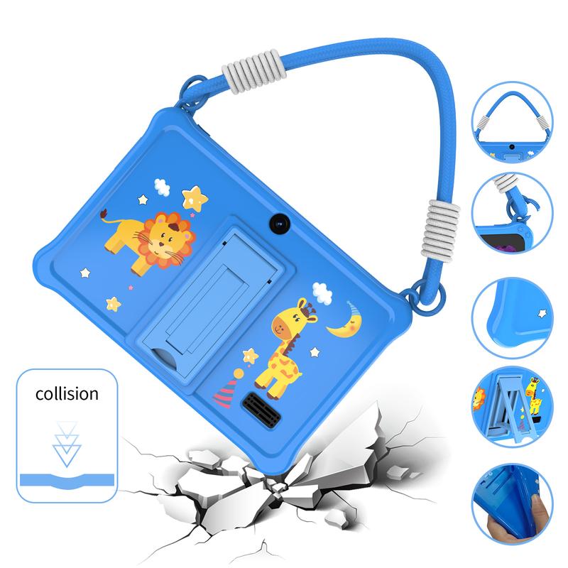 Tablette éducative élégante de 7 pouces pour enfants Système Android 13 4 Go de RAM (2 Go + 2 Go extensible) 32 Go de stockage Double caméra avant et arrière Étui de protection en silicone inclus — vignette 3