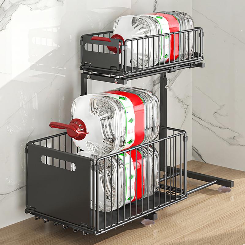 Étagère sous évier à 2 niveaux en métal, organisateur de placard/armoire de cuisine et de salle de bain, étagère pour cuisine et salle de bain, organiseur de cuisine, étagère à épices réglable en hauteur — vignette 5