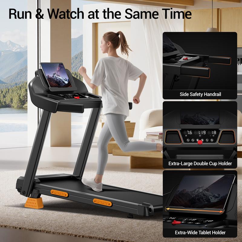 Tapis roulant pliable UMAY SF20, inclinaison manuelle réglable à 15 %, vitesse maximale de 12 km/h, puissance 3,0 ch, capacité de charge 180 kg, moteur ultra silencieux amélioré, écran LED et 12 programmes — vignette 4