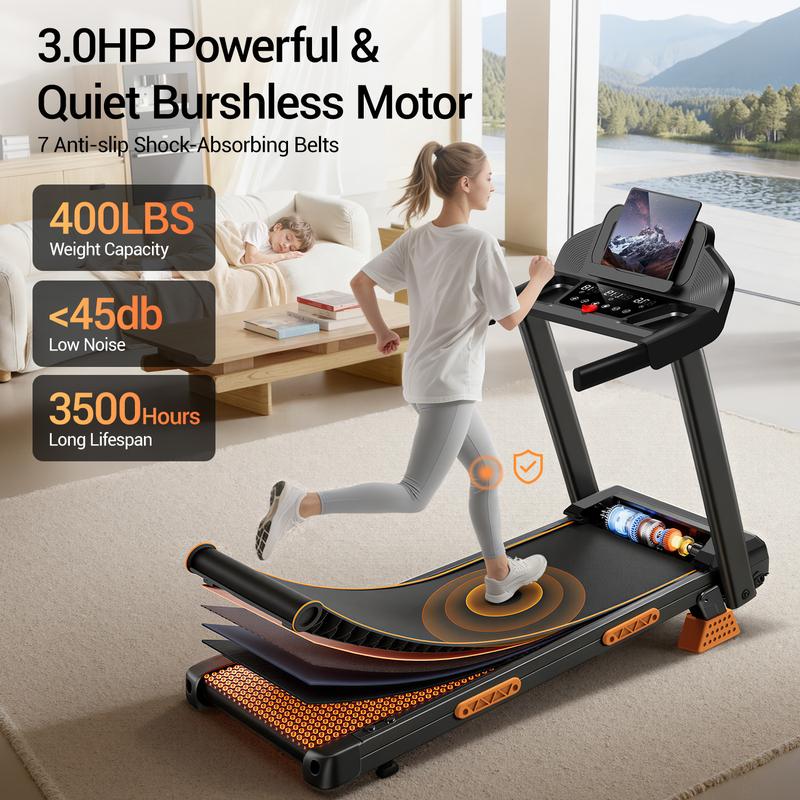 Tapis roulant pliable UMAY SF20, inclinaison manuelle réglable à 15 %, vitesse maximale de 12 km/h, puissance 3,0 ch, capacité de charge 180 kg, moteur ultra silencieux amélioré, écran LED et 12 programmes — vignette 6
