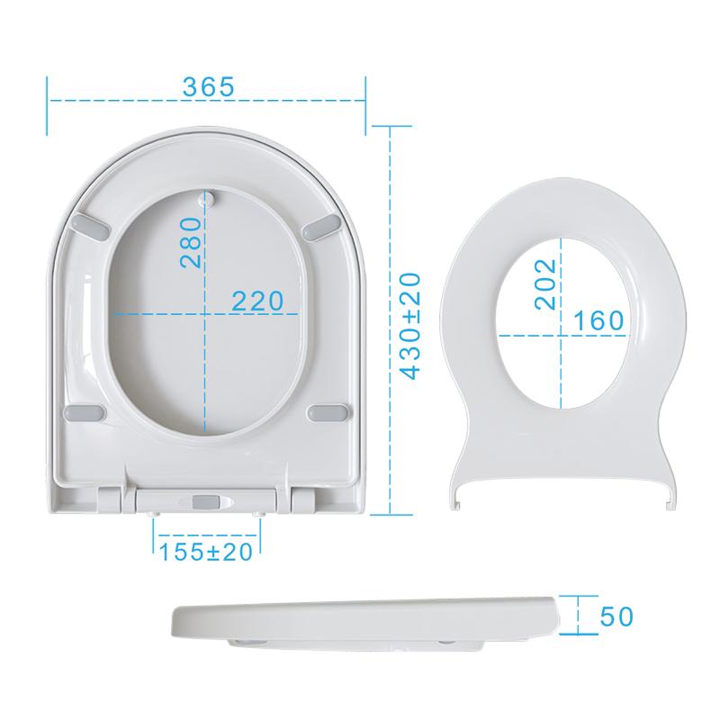 TODOT Abattant WC Familial Forme en D, Lunette de Toilette avec Siège Enfant Magnétique, Frein de Chute et Charnière Réglable, Siège de Toilette pour Adultes et Enfants, Démontage Rapide — vignette 2
