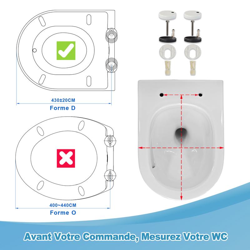 TODOT Abattant WC Familial Forme en D, Lunette de Toilette avec Siège Enfant Magnétique, Frein de Chute et Charnière Réglable, Siège de Toilette pour Adultes et Enfants, Démontage Rapide — vignette 6
