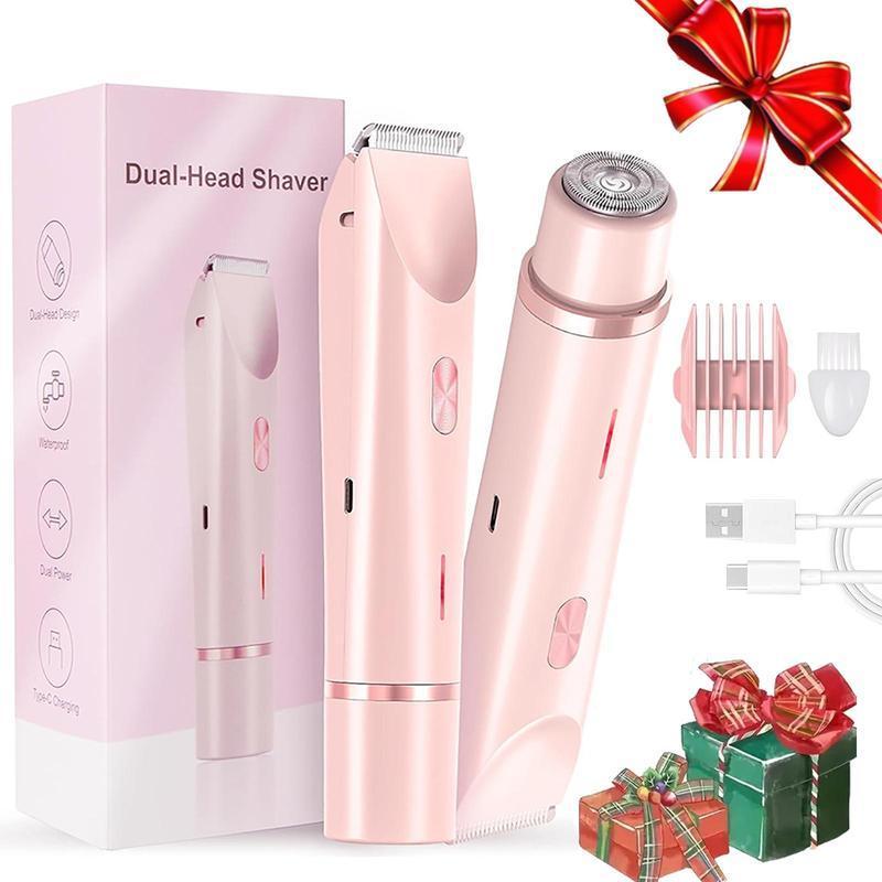 Tondeuse électrique pour femme, 1 boîte tondeuse à double tête & accessoires, usage humide & sec, rasoir électrique pour femme et homme pour jambes, aisselles, bikini, tondeuse portable