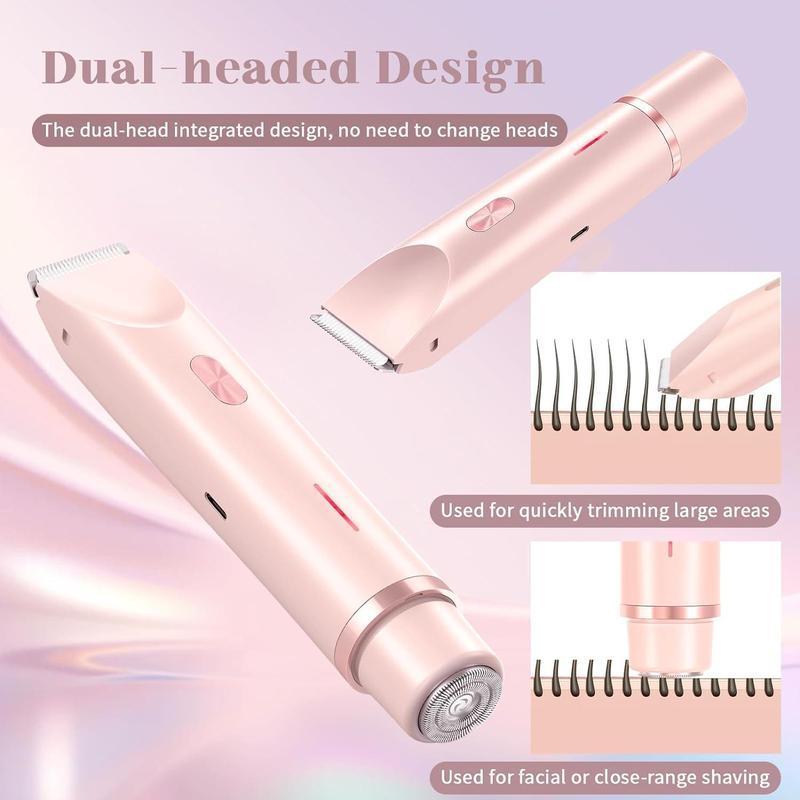 Tondeuse électrique pour femme, 1 boîte tondeuse à double tête & accessoires, usage humide & sec, rasoir électrique pour femme et homme pour jambes, aisselles, bikini, tondeuse portable — vignette 3