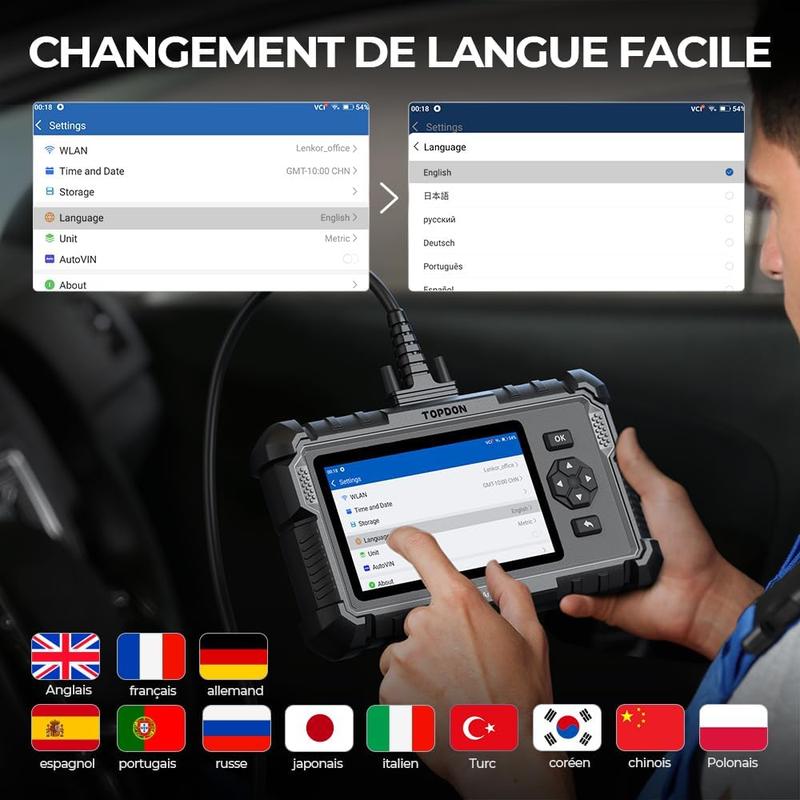 TOPDON AD500 Valise Diagnostic Auto, 4 systèmes Outil de Diagnostic Voiture Multimarque,Moteur Transmission SRS ABS, 6 Réinitialisation de Service, Mise à Jour Gratuite — vignette 4