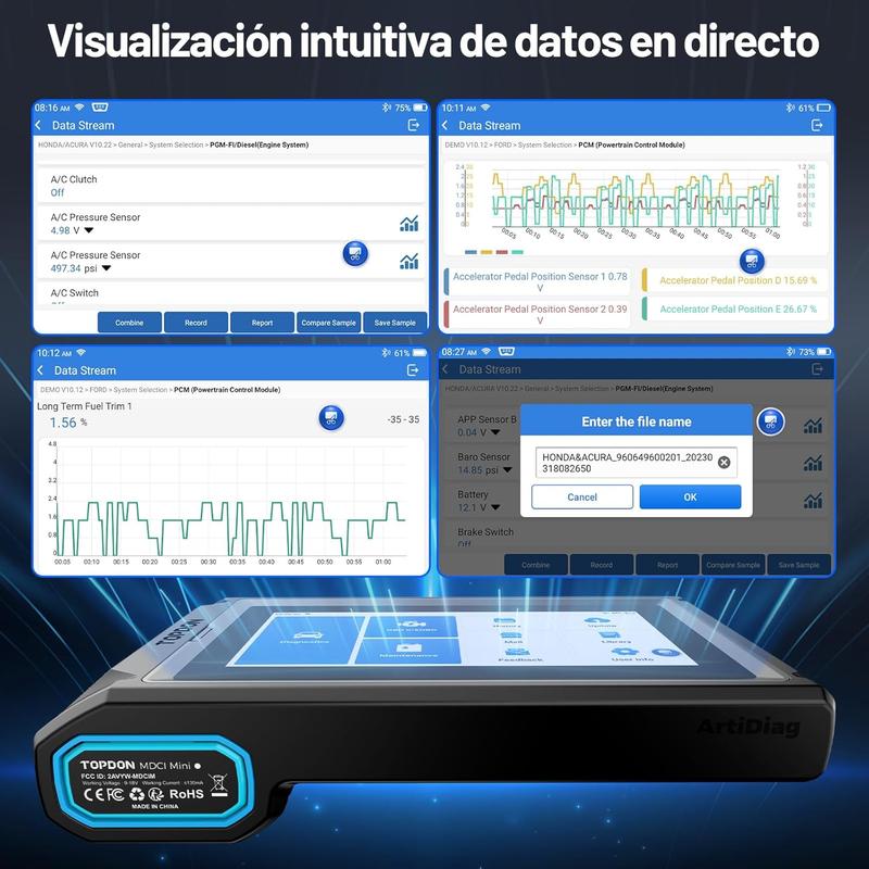 TOPDON AD800 BT2 Valise Diagnostic Auto OBD2 Bluetooth, Tous Systèmes, 28 Fonctions de Réinitialisation, Tests Actifs Bidirectionnels, Passerelle FCA, Protocole CAN-FD, Mise à Jour Gratuite à Vie — vignette 4