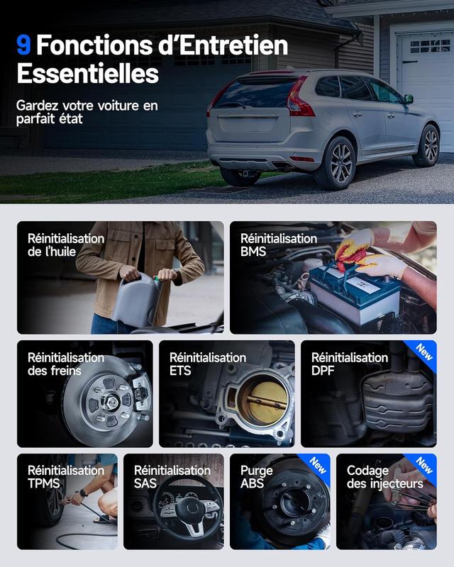TOPDON ArtiDiag600S Valise Diagnostic Auto OBD2, Outil Diagnostic Voiture pour 4 Systèmes, 9 Fonctions de Réinitialisation sur Huile/Frein/SAS/BMS/ABS/DPF/TPMS/Accélérateur, Fonctions OBD2 Complètes — vignette 4