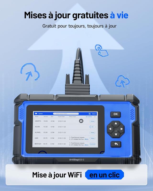TOPDON ArtiDiag600S Valise Diagnostic Auto OBD2, Outil Diagnostic Voiture pour 4 Systèmes, 9 Fonctions de Réinitialisation sur Huile/Frein/SAS/BMS/ABS/DPF/TPMS/Accélérateur, Fonctions OBD2 Complètes — vignette 7