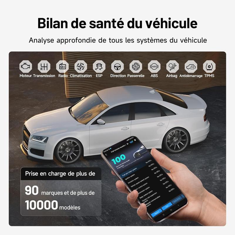TOPDON Carpal Valise Diagnostic Auto, Scanner OBD2 Tous systèmes, Diagnostic Voiture Bluetooth sans Fil, 6 Services de Réinitialisation, AutoVIN, Inspection Moteur, Smog Check, Guide de Réparation — vignette 2