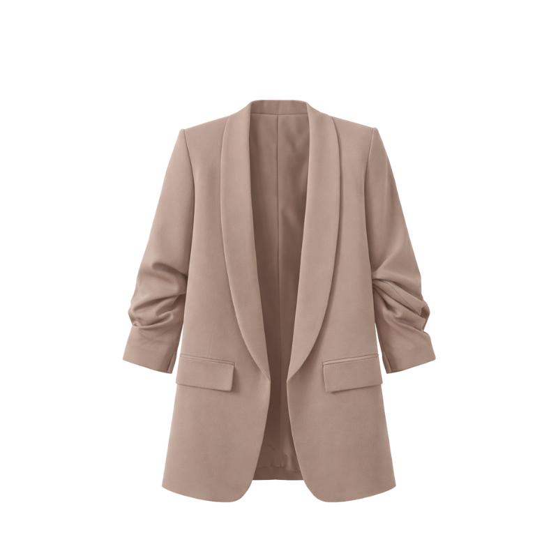 ÜTOPYA Blazer américain à manches froncées grande taille curvy | Mode Femme | Blazer | Froncé | Décontracté | Coupe ample — vignette 5