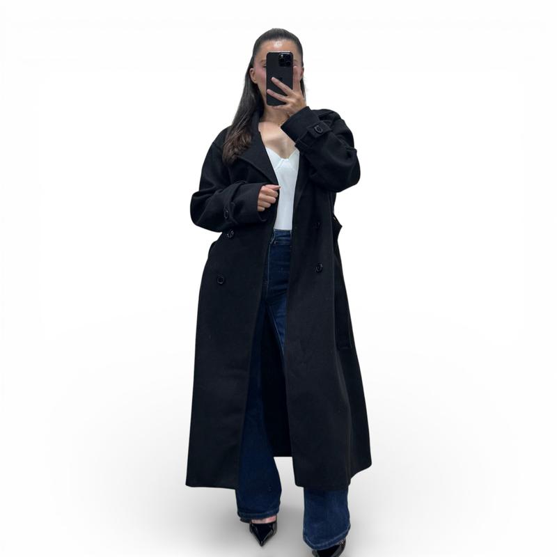 Trench 415 Hiver Long Oversize Femme Chic Ceinture Ajustable Maxi Length Boutons Effet Écaille Style Casual et Tendance — vignette 3