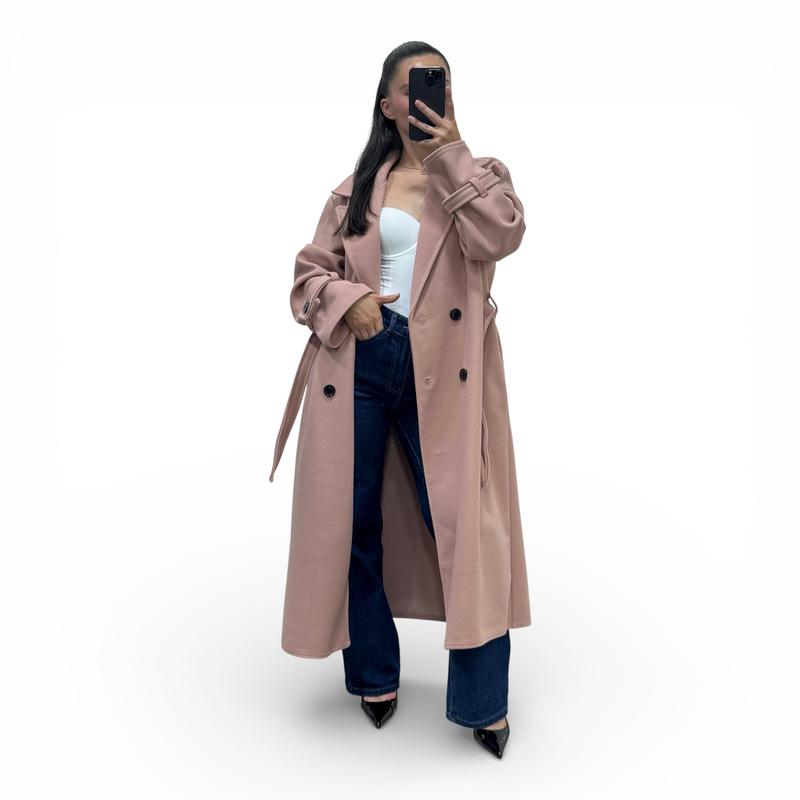 Trench 415 Hiver Long Oversize Femme Chic Ceinture Ajustable Maxi Length Boutons Effet Écaille Style Casual et Tendance — vignette 4