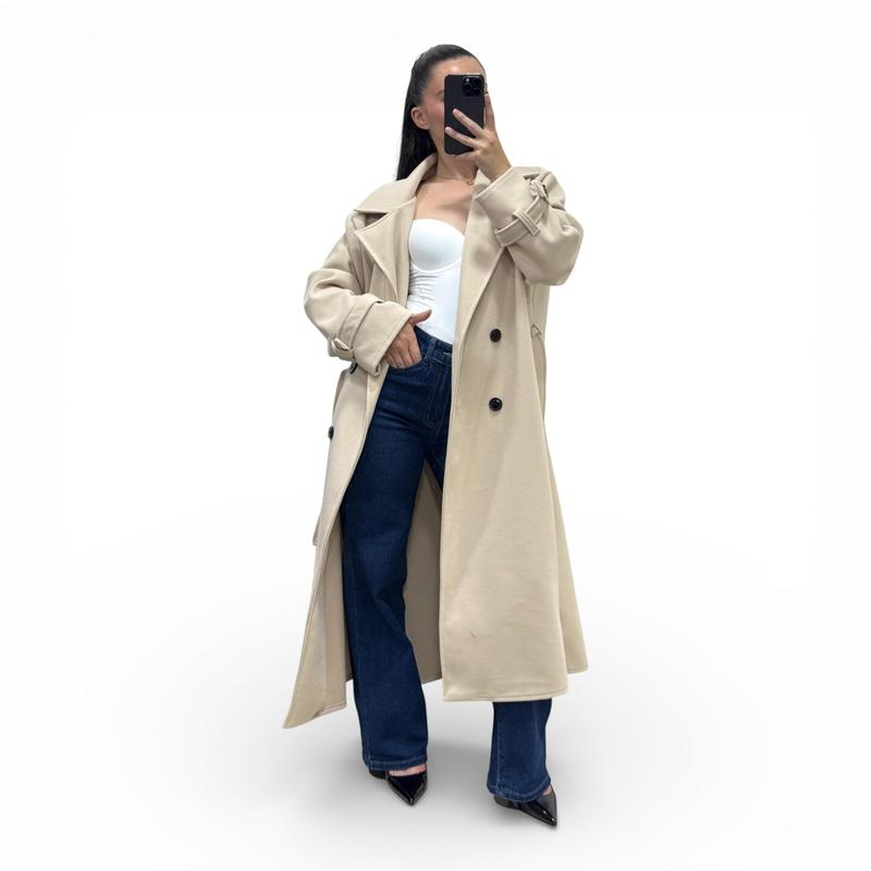 Trench 415 Hiver Long Oversize Femme Chic Ceinture Ajustable Maxi Length Boutons Effet Écaille Style Casual et Tendance — vignette 6