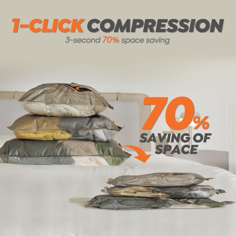 Turbo X8 sac arrondi à Compression mains libres, Transparent et clair, 5kpa, Compression haute efficacité, sans fil et Rechargeable, léger et Portable, semi transparent, tailles de voyage personnalisées — vignette 3