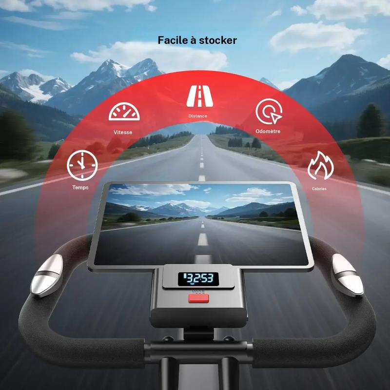 UMAY 5 en 1 vélo d'appartement pliable vertical avec 8 niveaux de résistance, écran LCD, bandes de résistance, dossier & repose bras, charge max. 136 kg — vignette 9
