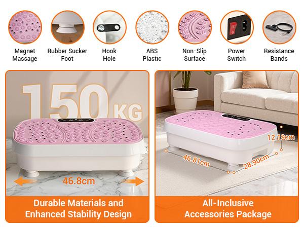 UMAY Plateforme de vibration pour le drainage lymphatique ultra fine et silencieuse, 1 à 99 vitesses réglables, capacité jusqu’à 150 kg, design compact et polyvalent — vignette 7