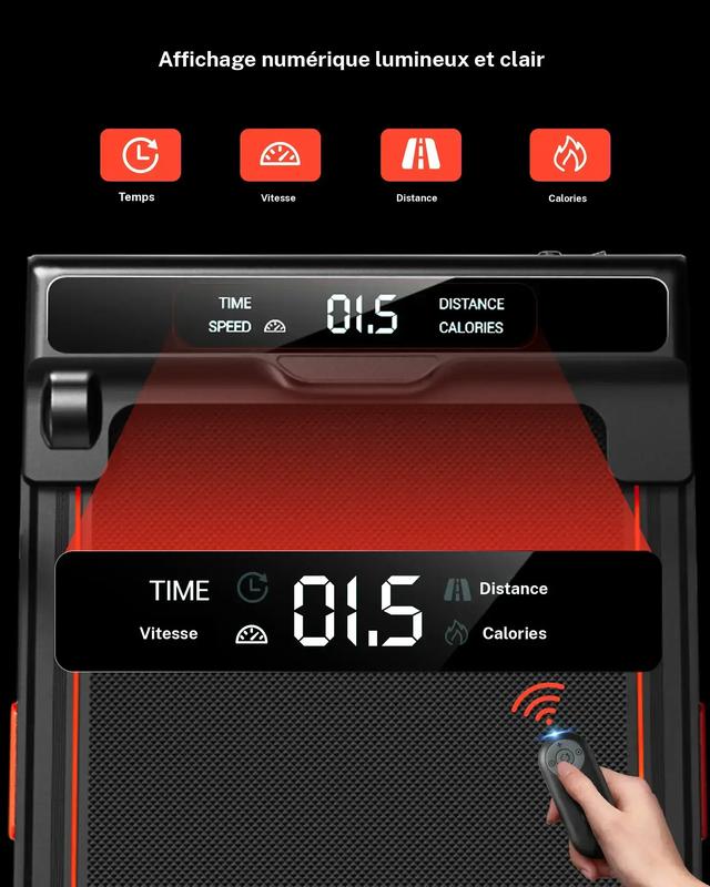 UMAY tapis de course, avec inclinaison manuelle de 0 à 15 %, moteur silencieux de 2,5 CV, vitesse de 1 à 10 km/h, capacité maximale de 136 kg, tapis de course domestique — vignette 4