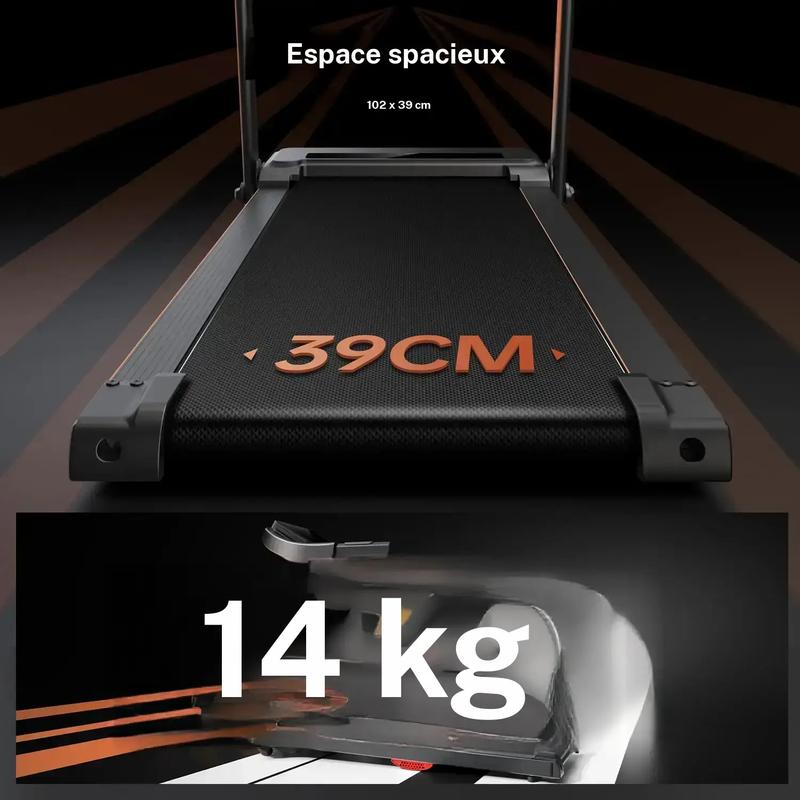 UMAY tapis de course P9 pour la maison, tapis de course pliable avec moniteur de fréquence cardiaque, tapis de marche pliable avec 12 Programmes, système à double coussin, 14 km / h — vignette 2