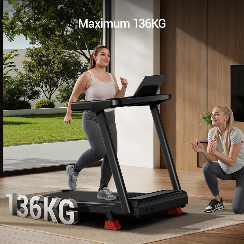 UMAY Tapis de Course Pliable pour Maison – Inclinaison 15 %, 12 km/h, Moteur 3.0 HP, Écran LED, Charge Max 136 kg — vignette 5