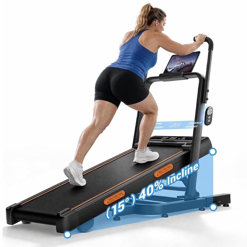 UMAY tapis de marche en pente sans motorisation, machine 3‑en‑1 pour la marche et l’escalade, inclinaison de 40 % (15 °), mode d’escalade manuelle, vitesse de 10 km/h, équipement de fitness à domicile pliable