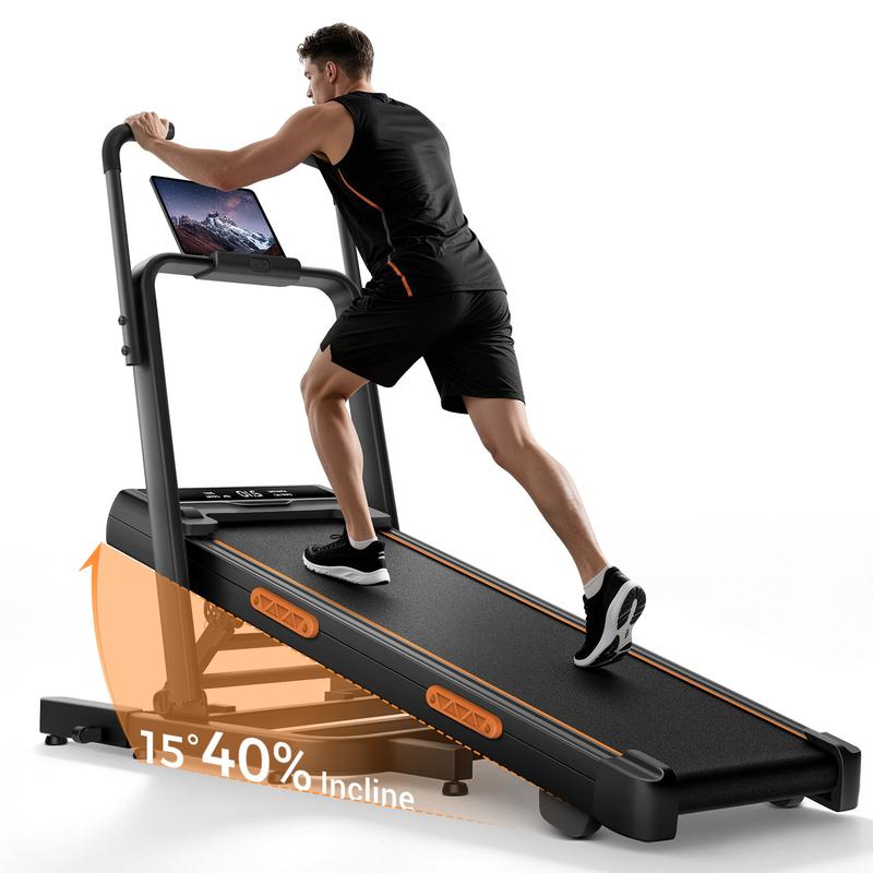 UMAY Tapis roulant incliné manuel, tapis de marche et machine d’escalade 3‑en‑1, entraîneur de pente non électrique avec inclinaison de 40 % (15 °), vitesse de 10 km/h, équipement de fitness pour la maison pliable