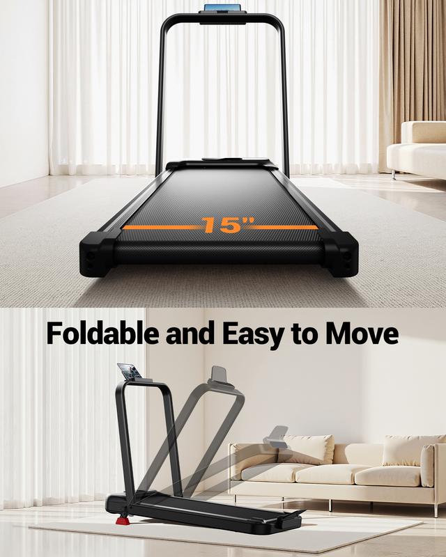 UMAY Tapis roulant pliable avec pente de 15 %, tapis de courseet marcheur 2 en 1 avec pente, moteur silencieux, supportejusqu'à 136 kg — vignette 7
