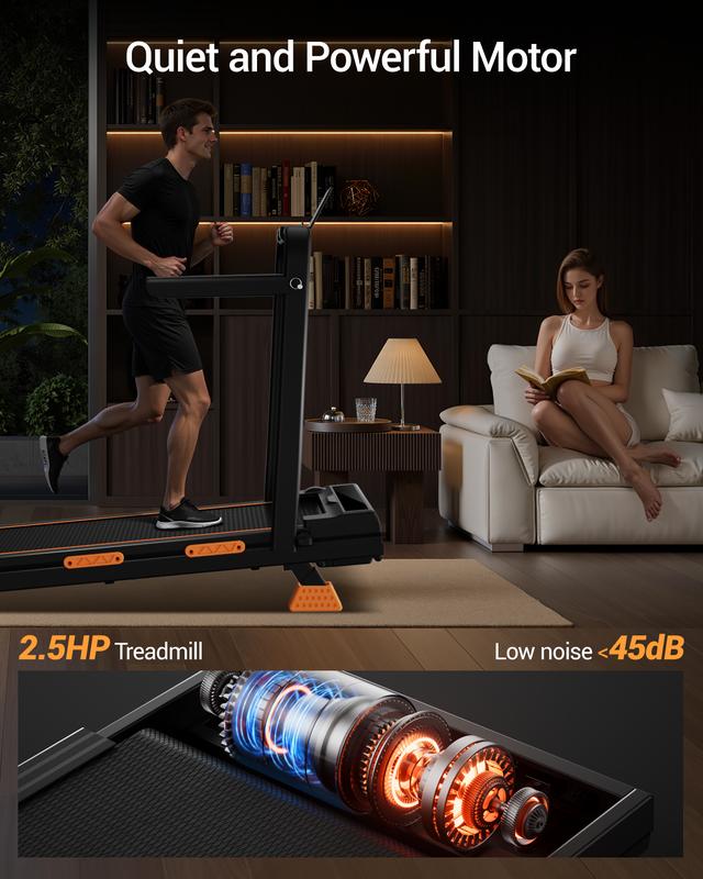 UMAY X5F tapis de marche inclinable à 16 %, vitesse jusqu’à 10 km/h, écran LED, télécommande, moteur silencieux de 2,5 ch, machine compacte pour la maison et le bureau, supporte jusqu’à 136 kg — vignette 5