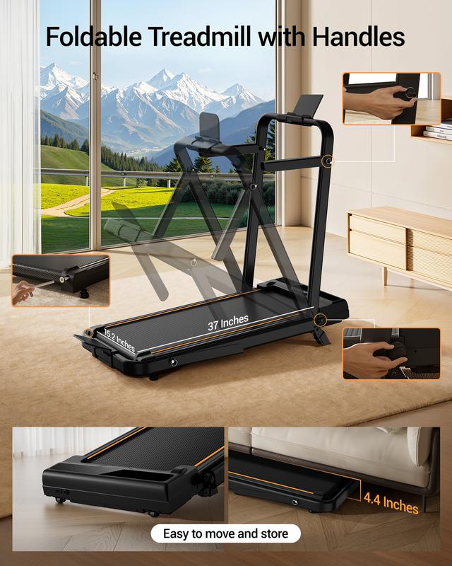 UMAY X5F tapis de marche inclinable à 16 %, vitesse jusqu’à 10 km/h, écran LED, télécommande, moteur silencieux de 2,5 ch, machine compacte pour la maison et le bureau, supporte jusqu’à 136 kg — vignette 6