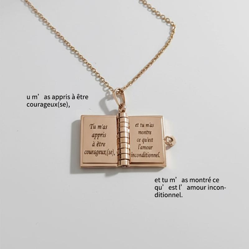 Un collier en forme de livre, gravé de textes, rempli d’amour et de gratitude envers sa mère. C’est le cadeau idéal à offrir à maman, convenant pour la fête des mères, les anniversaires, le Nouvel An, Noël et bien d’autres occasions. — vignette 5
