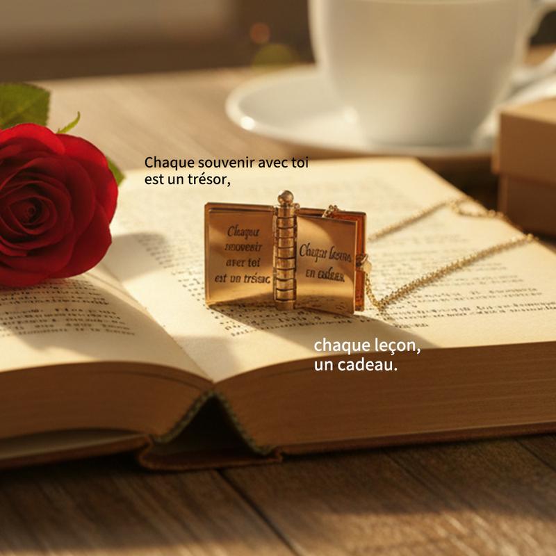 Un collier en forme de livre, gravé de textes, rempli d’amour et de gratitude envers sa mère. C’est le cadeau idéal à offrir à maman, convenant pour la fête des mères, les anniversaires, le Nouvel An, Noël et bien d’autres occasions. — vignette 6