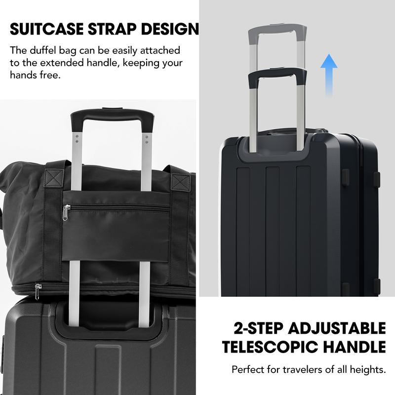 VALLSERO Ensemble de bagages 5 pièces avec serrure TSA en polycarbonne (PC) et résine ABS, valise rigide à cabine 20/24/28 inch avec 4 roues universelles, sac de voyage 12 L, sac de lavage 4,5 L — vignette 2