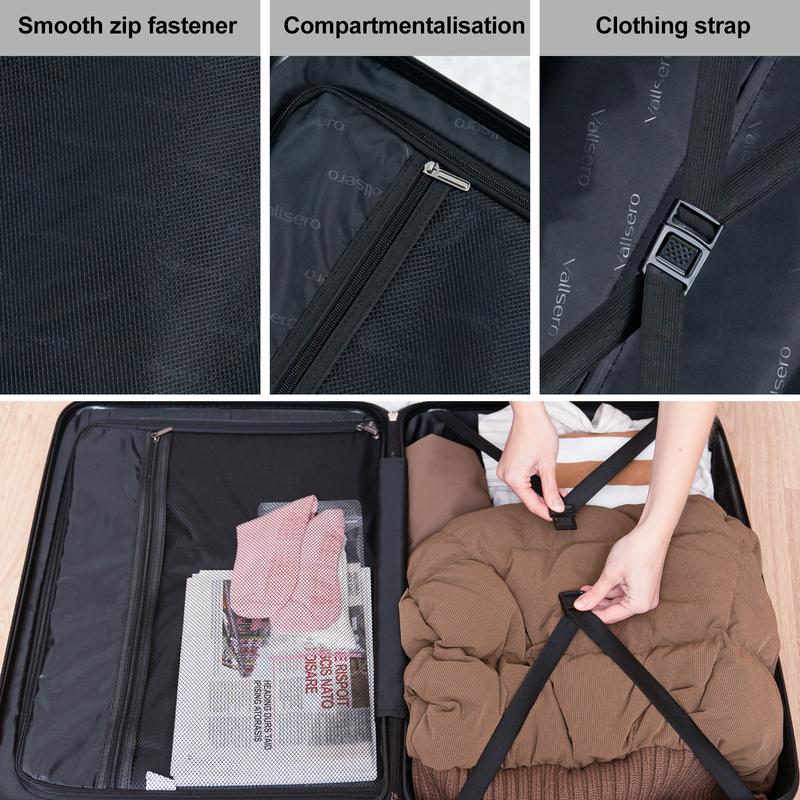 VALLSERO Ensemble de bagages 5 pièces avec serrure TSA en polycarbonne (PC) et résine ABS, valise rigide à cabine 20/24/28 inch avec 4 roues universelles, sac de voyage 12 L, sac de lavage 4,5 L — vignette 4