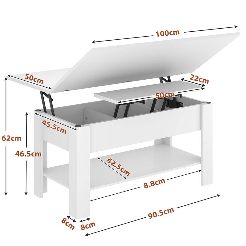 Vente flash |SIKAIC Table basse multifonctionnelle réglable en hauteur 3‑en‑1 avec rangement caché et compartiment ouvert, peut être utilisée comme table à manger — vignette 3