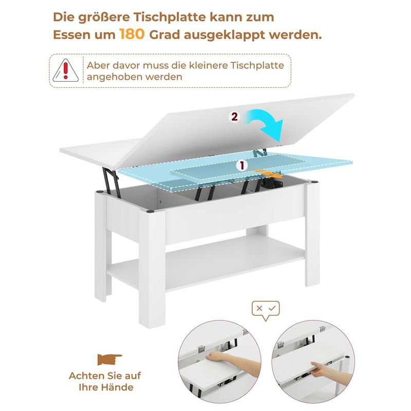 Vente flash |SIKAIC Table basse multifonctionnelle réglable en hauteur 3‑en‑1 avec rangement caché et compartiment ouvert, peut être utilisée comme table à manger — vignette 8