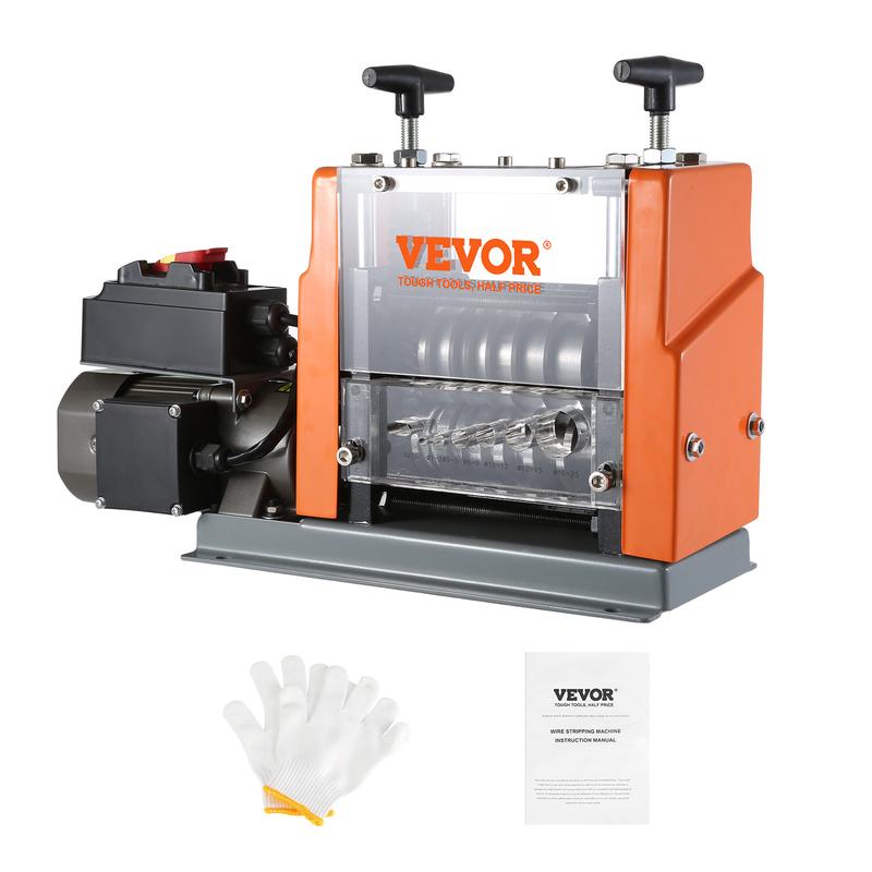 VEVOR Machine a Denuder Electrique 1,5-25 mm Denudeur Cable Auto Motorise 60 W Denudeuse Pince a Denuder Depouillement Fil Repere Profondeur Visible 6 Canaux Ronds 1 Canal Plat pour Recyclage Cuivre